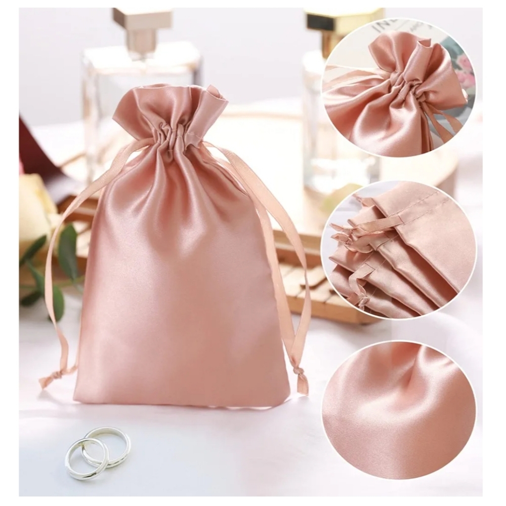 30 pcs Satin Favor Bags, Rose gold, pink, Ribbon Drawstring, Wedding, Party gift
